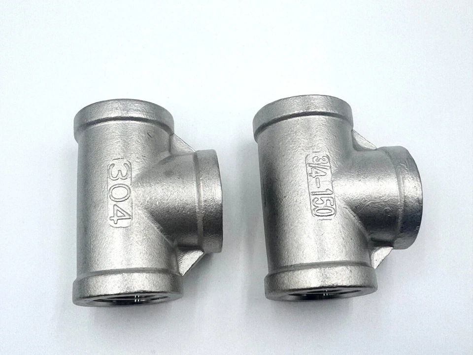 5 Pcs, 1" 150 Female NPT Tee Cast 304 Stainless Steel Pipe Fitting - Image 2 of 4