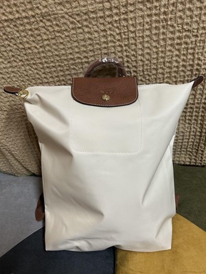Longchamp Original M Backpack Papier - Fabric Nylon White New From