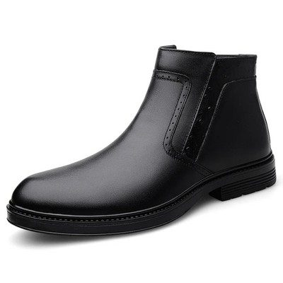 Men's Low-top Genuine Leather Round Toe Business Casual Side
