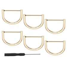 6 Pcs 1-1/2" D-Rings Screw in Shackle Horseshoe U Shape D Ring Light Gold