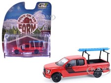 2015 FORD F-150 PICKUP W/LADDER RACK RED 1/64 DIECAST BY GREENLIGHT 48110 E