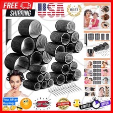 Hair Curler Rollers for Women 24PCS Heatless Hair Roller with 12PCS Clips, 4 ...