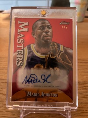 Magic Johnson 2024-25 Topps Finest Masters Auto Red Refractor 4/5 MA-MJ