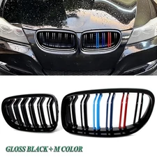 Gloss Black M-Color Front Kidney Grille For 2009-2011 BMW E90 E91 4DR LCI 328i