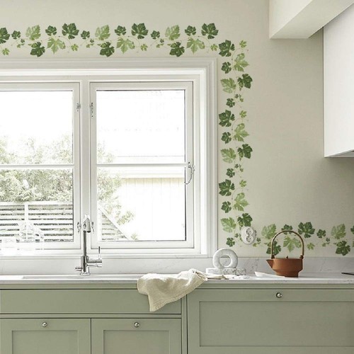 Ivy Wall Decals Vines Border PVC Wall Stickers for Kitchen Living Room Decora...