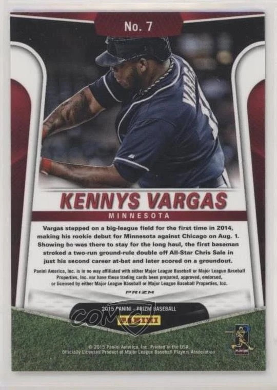 2015 Panini Prizm Field Pass Silver Prizm Kennys Vargas #7 - Image 2 of 2
