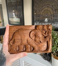 Vintage Hand Carved Wooden Elephant Wall Hanging Indian