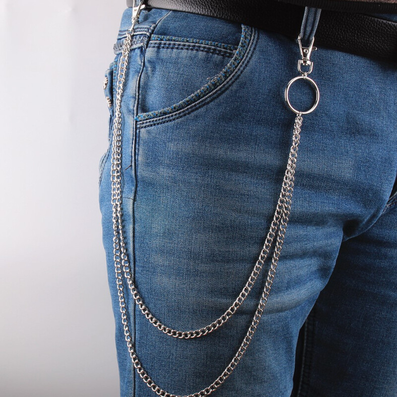 Unisex Hip Hop Pants Jean Chain Goth Punk Silver Trousers Chains Biker  Heavy for