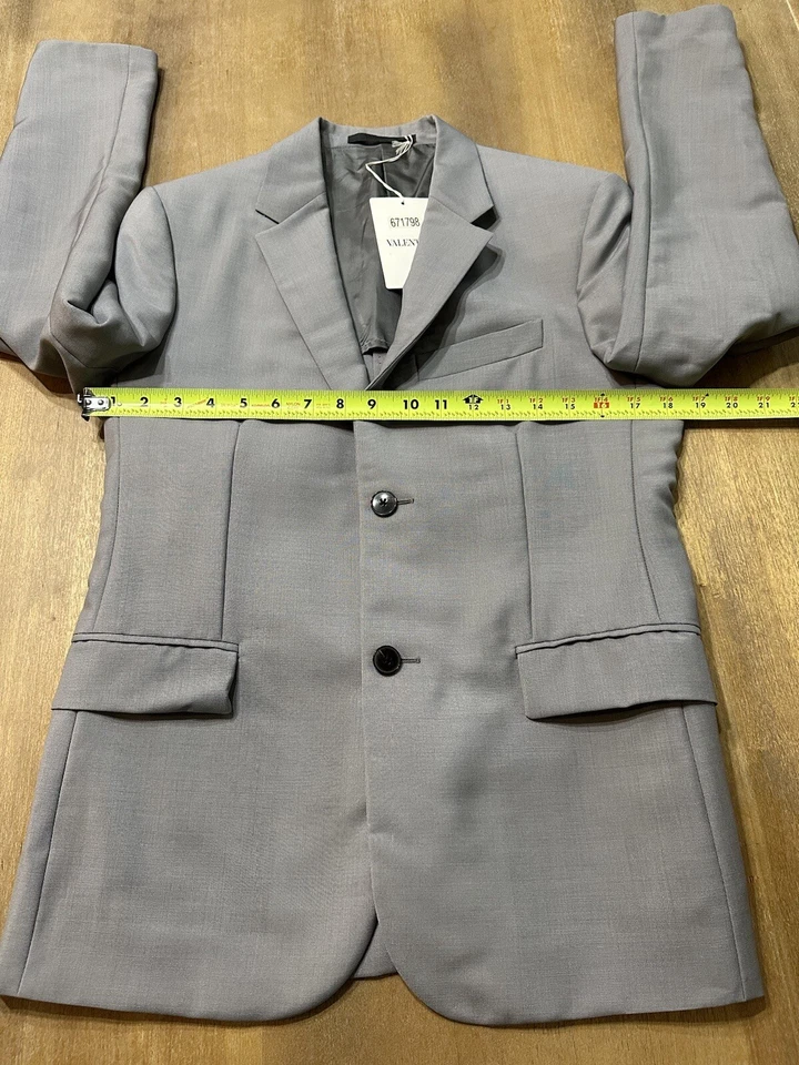 Abrigo Blazer Deportivo Valentino Hombre Lana Mohair Gris Talla 36 Sencillo Pecho Foto 2 de 4