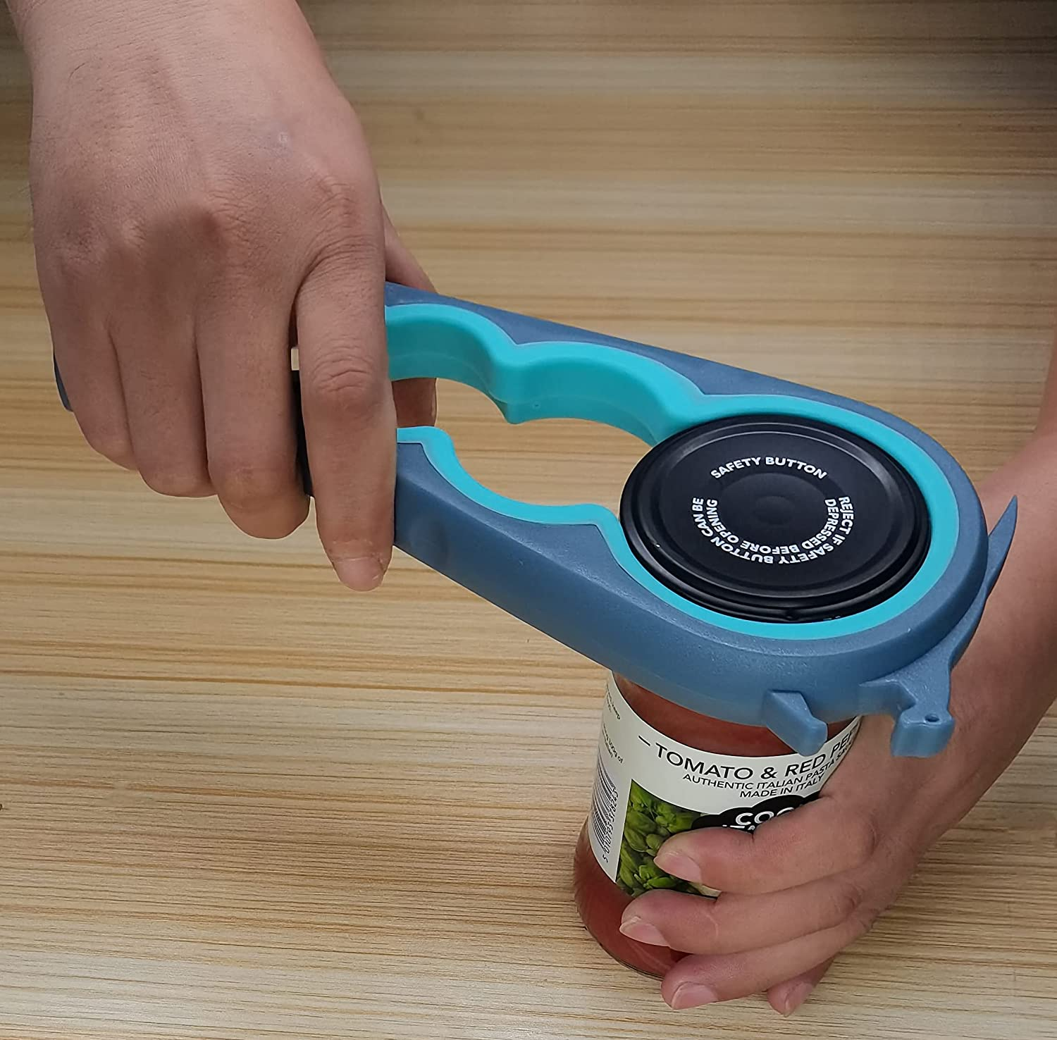 Jar Opener Bottle and Can Opener for Weak Hands Get Lids off Easily Blue Grey-image