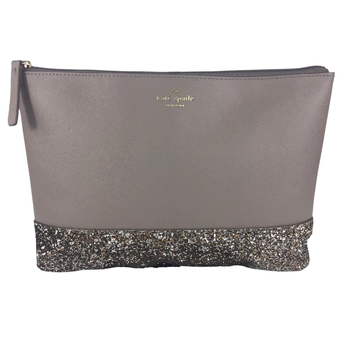 Kate Spade Gia Greta Court All That Glitters Cosmetic Makeup Bag Cityscape Gray