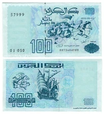Algeria 100 Dinars (21.5.1992) - Battle Depiction/Old Galley/p-137a, B401a UNC