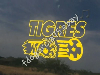 TIGRES UANL CUT DECAL STICKER AMARILLO 6.5"X 4" CALCA