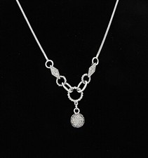 DIAMOND BALL NECKLACE CIRCLE PENDANT NATURAL EARTH MINED DIAMONDS
