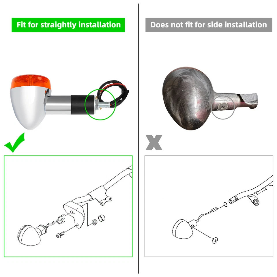 Front Rear Turn Signal Lights For Kawasaki Vulcan750 800 900 1500 1600 1700 2000 - Image 3 of 4