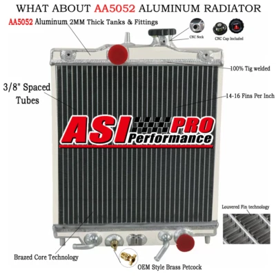ASI PERFORMANCE Aluminium Radiateur Pour Honda Logo Lachic EV Plus GA3 1.3L AT/MT 2000-ON 2009