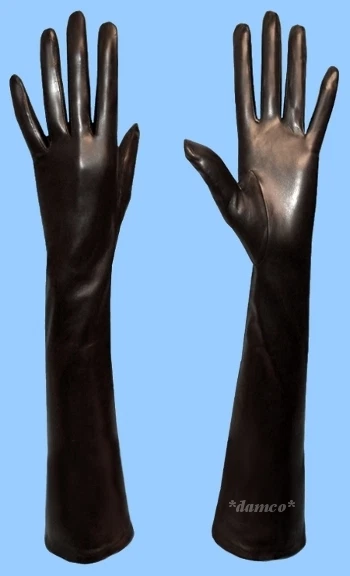 NEW WOMENS size 8 EXTRA LONG SILK LINED GENUINE BLACK LAMBSKIN LEATHER GLOVES