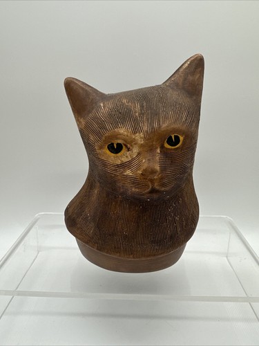 Vtg Chalkware Textured Ceramic Kitty Cat Replacement Cookie Jar Head Only
