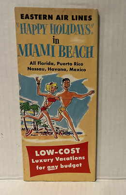 Vintage Eastern Airlines Happy Holiday In Miami Florida 1950er