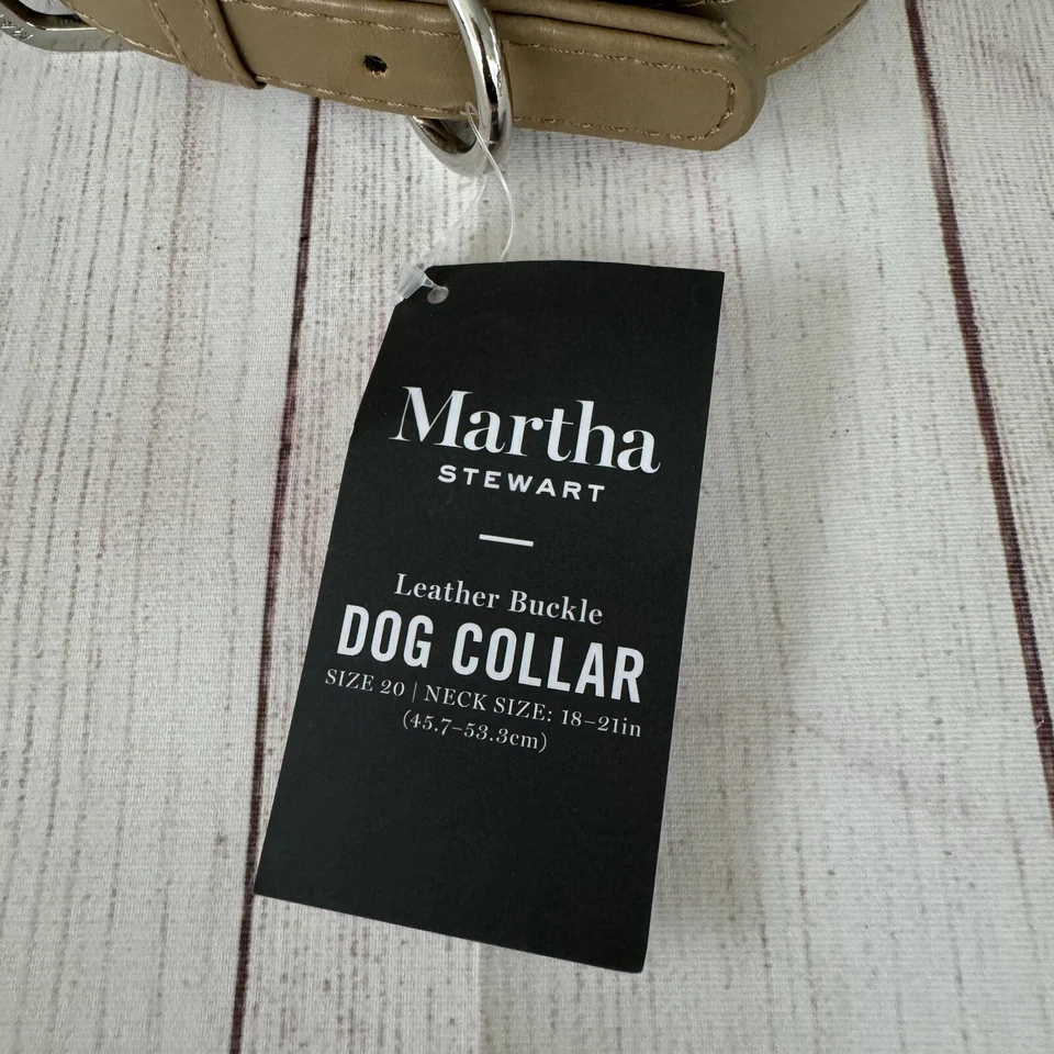 Collar de perro Martha Stewart beige hebilla de cuero talla 20 cuello talla 18 - 21 pulgadas NUEVO Foto 2 de 4