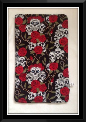 Grinning skulls roses gothic baby travel changing mat cotton water