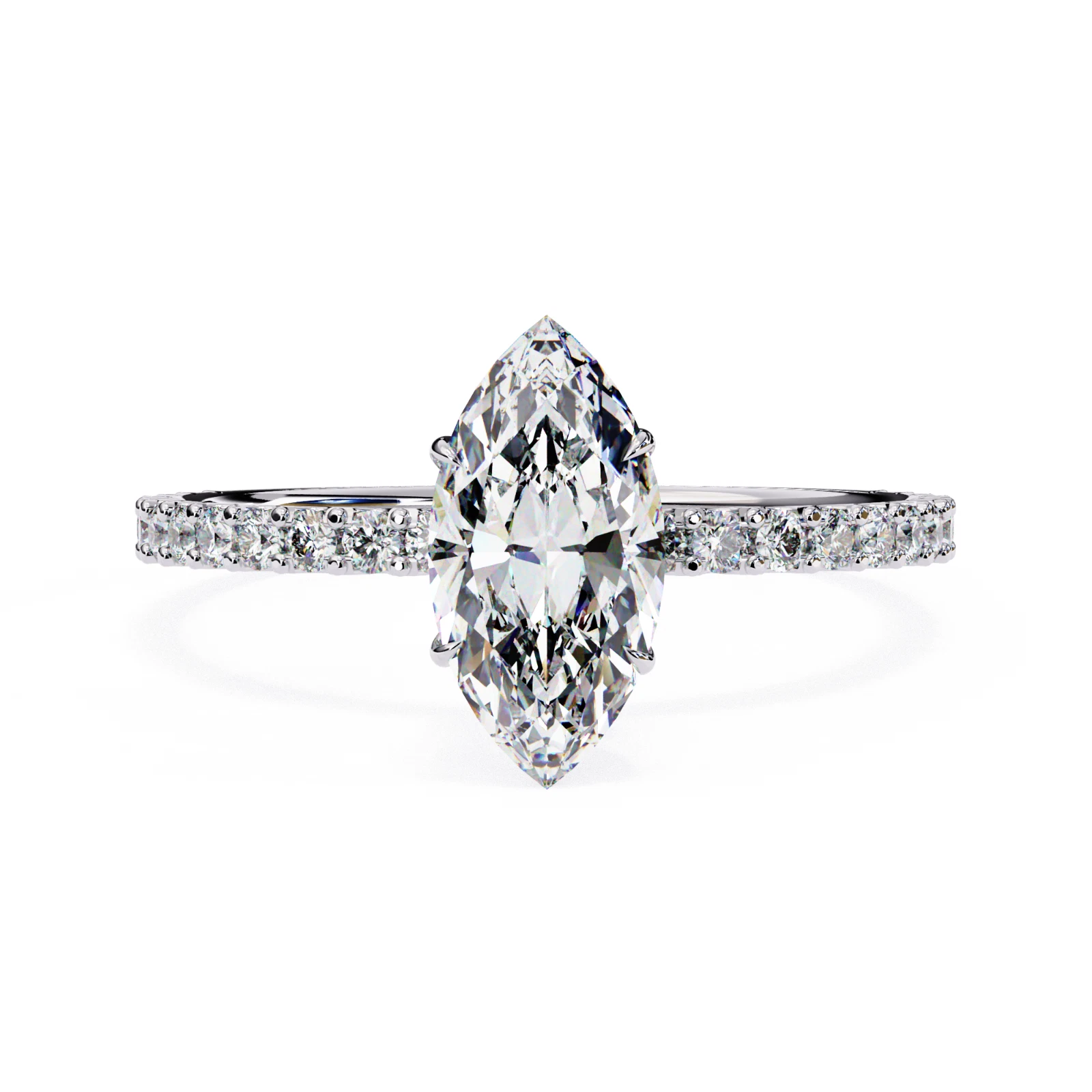 1.11Ct Lab Grown CVD Marquise Cut IGI Certified Diamond Ring 14k White Gold image-5