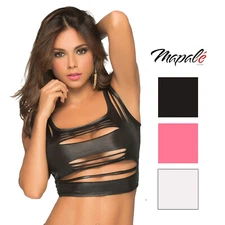 Mapale by Espiral Womens Skin Baring Slashed Crop Top