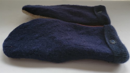 NEW Handmade Upcycled Womens M/L? Wool Mittens Fleece Lined from Old Sweaters #7 - Picture 3 of 7