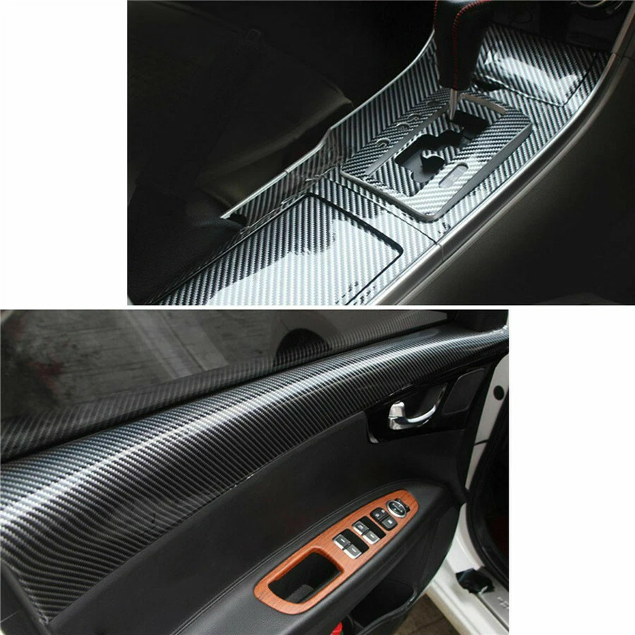 Car Interior Accessories Panel Black Glossy Carbon Fiber Vinyl Wrap 7D Sticker - Imagem 3 de 4
