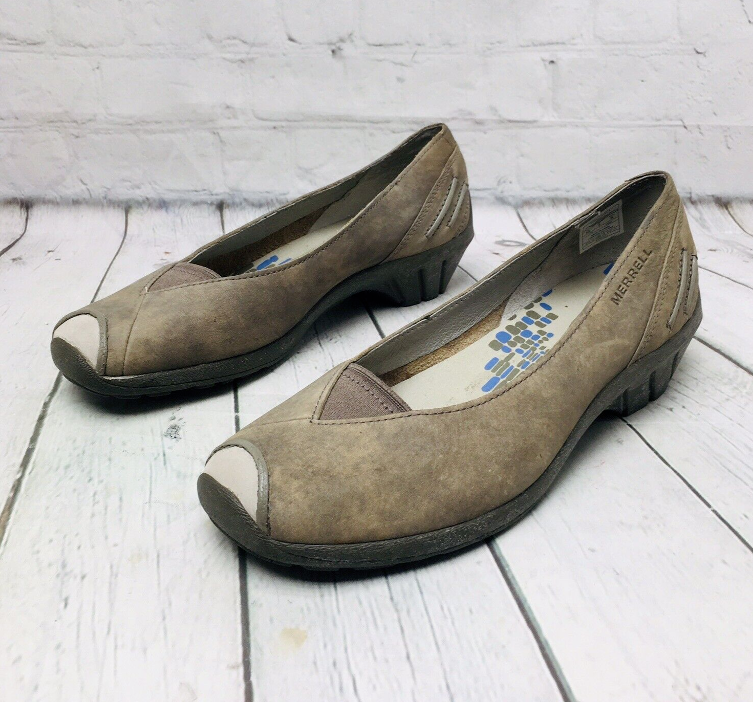 Scarpe da ballo Merrell Isabella Brindle donna zeppa misura 8 5 pelle marrone slip on