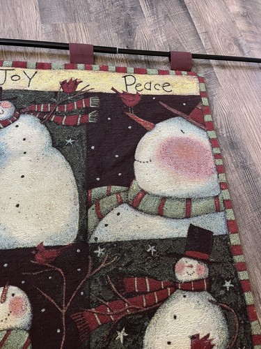 Wall Hanging Susan Winget Snowman Family Tapestry Cotton 36 x 26 in Made in USA - Picture 4 of 6