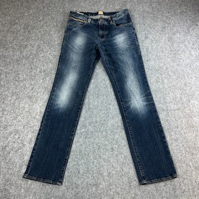 Hugo Boss Herren Jeans Slim Tapered 32 32 Medium Wash Blau Schnurrhaare