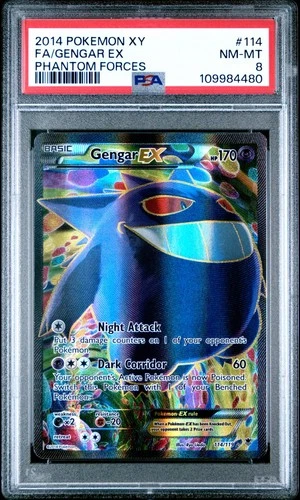 2014 Pokemon XY Phantom Forces Gengar Ex Full Art #114 PSA 8