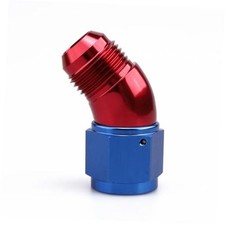 45 Degree -10 AN Male to Female Swivel Union Full 10AN Red Blue - 45 Degree