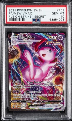 2021 POKEMON SWORD & SHIELD FUSION STRIKE SECRET #269 FULL ART/MEW VMAX PSA 10