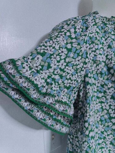 Max Studio Women's Sz 2X Emerald Green Print Dressy Blouse Top Short Sleeve Non - Picture 2 of 4