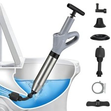 Toilet Plunger, High Pressure Drain Unclogger Plungers with Pressure Gray