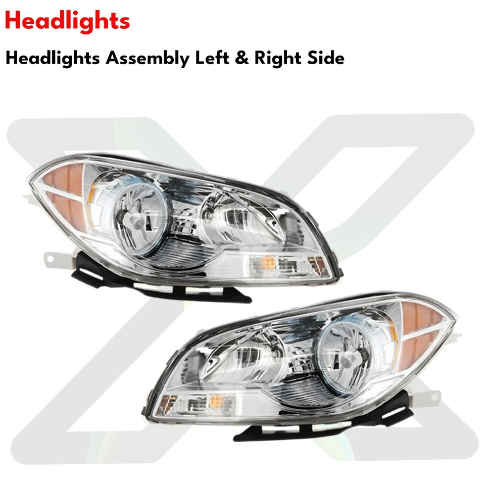 Front Grille Assembly & Headlights Kit For 2008-2012 Chevrolet Malibu Foto 3 de 4