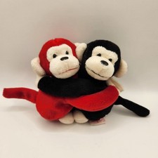 Russ Berrie Hugging Monkeys Stuffed Animals Plush Black Red Detachable