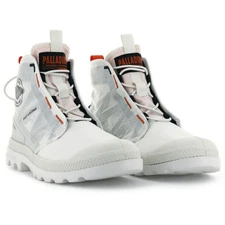 Palladium Pampa Travel Lite HI Men shoes/Boots Star white/Orange size 12 NEW