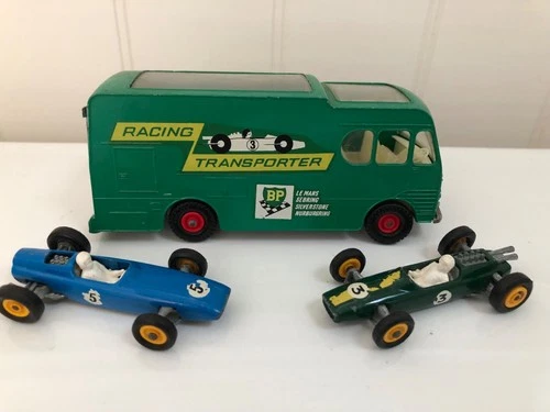 Vtg Matchbox King Size K-5 BP Racing Car Transporter with 2 HW Lotus Race Car