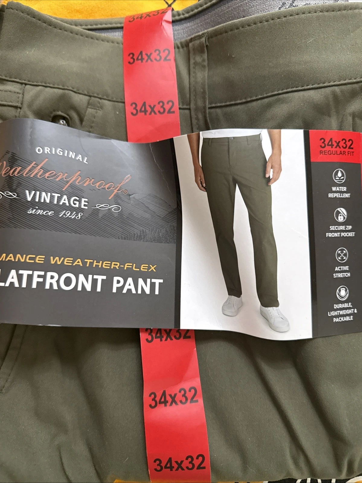 Weatherproof Performance Weather-Flex Flex Flatfront Pant 34-32