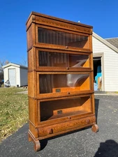 Antique Globe Wernicke 4-Stack barrister Bookshelf Lawyers Cabinet Case