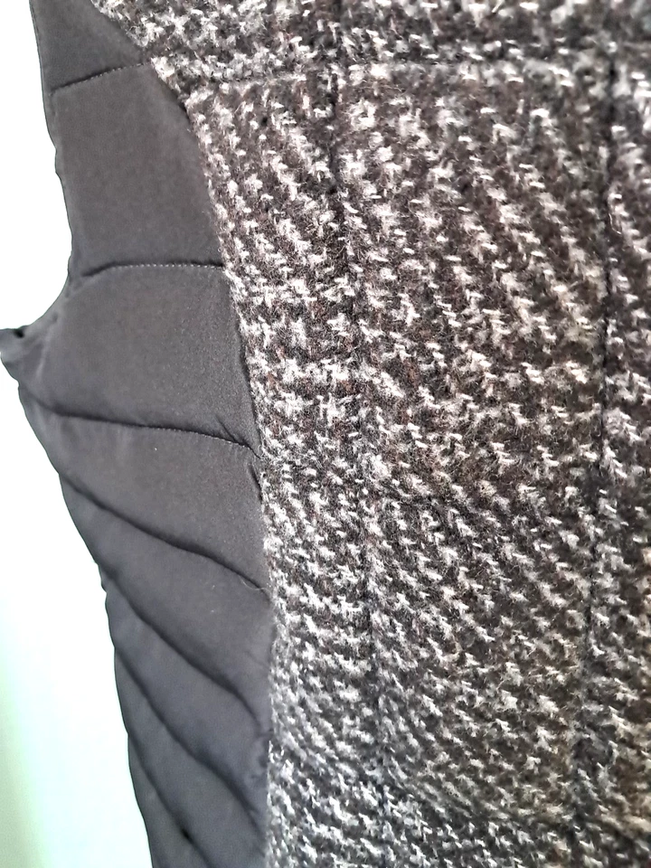 2X Chaleco acolchado a cuadros negro con cremallera tallado con volantes para mujer Foto 3 de 4