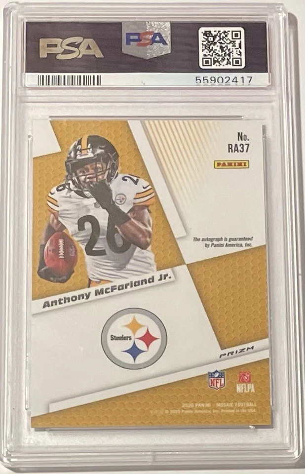 2020 Panini Mosaic Rookie Autograph Prizm #RA37 Anthony McFarland Rc Auto PSA 10 - Image 2 of 2