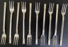 Set of 10 - Wallace Golden Aegean Weave Sterling Silver Cocktail Forks 5 7/8”