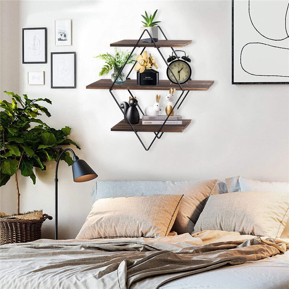 3 Tiers Wall Floating Ledge Shelves Wall Decor Storage Shelf Booke Display Rack - image 3 of 4