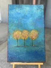 Original Oil Painting - Golden trees 16x12