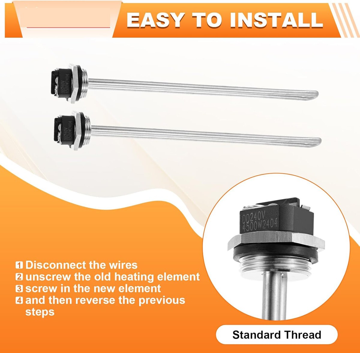 W 240V And Pcs 3500W208V Water Heater Element, Fit For Bradford White  Water Heaters, Replace 265-48642-00 415-48642-00 4154864200 Heating