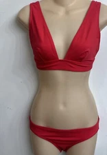 Eres Bikini 2pc Chrome Duni Wide Strap Top Scarlett Duni Slip Brugnon Red NWT 38